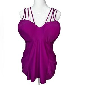 Cacique Pink Fitted Camisole with Ruched Bustier